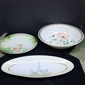 Antique potters co.Semi Vitreous bowl, Plate, & Oval Dish.